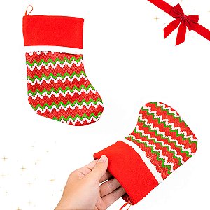 Meia De Natal Bota Natalina Enfeite Decoração Pendurar 23cm