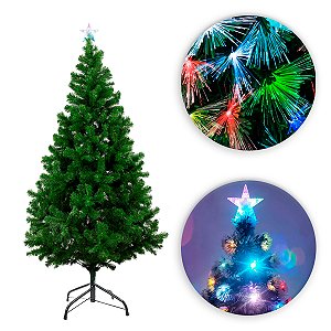 Arvore de Natal Com Pisca Pisca Led Colorido Estrela 137x14cm