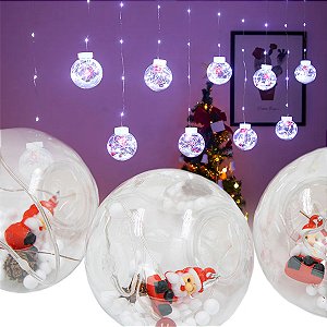 Pisca Pisca Globo Luz Natal Led Decorativa Bonequinhos 10 Lâmpadas 3 Metros 110V