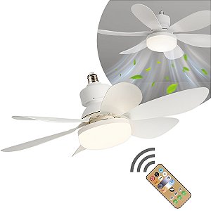 Ventilador De Teto Lâmpada Led Controle Bocal E27 Silencioso