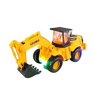 Brinquedo Escavadeira Trator Criança Luz Miniatura Infantil