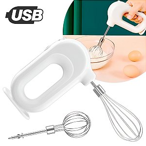 Mini Batedor Ovo Bolo Chantilly Mixer 2 em 1 USB Portátil