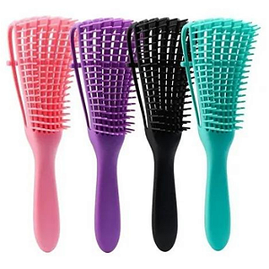 Escova Polvo Para Cabelos Cacheados Flexível 8 Pontas