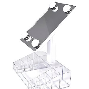 Espelho de Mesa Retrátil Porta Maquiagem Compartimentos