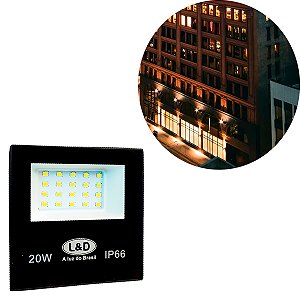 Holofote Refletor LED Slim 20W Bivolt Iluminação Luz