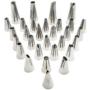 Jogo Bico De Confeitar Inox Com 30 Unidades