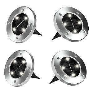 Conjunto 4 Spots de Jardim Iluminação Solar Automáticas Grama