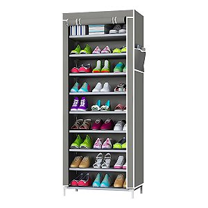 Sapateira 9 Andares Desmontável Cinza Organizador Calçados