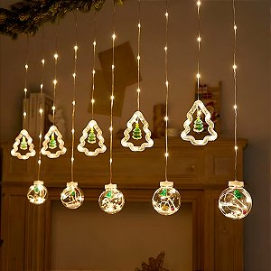 Cordão LED Pisca Pisca Árvores de Natal Globo Branco Quente