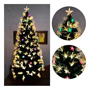 Árvore Natal Fibra Óptica LED Embutido 180cm Ponteira Estrela