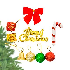 Enfeites Sino Bolinhas Presentes Laço Árvore de Natal Festa