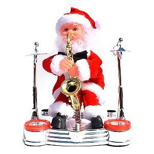 Papai Noel Musical Saxofonista Decoração Natal Diversão
