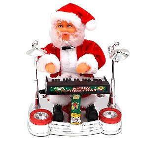 Papai Noel Musical Tecladista Decoração Natal Diversão