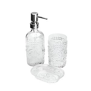 Conjunto Kit 3 Peças Banheiro Lavabo Vidro Transparente