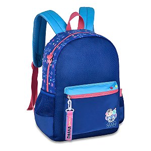Mochila Escolar de Costas Juvenil Azul Divertida Criança