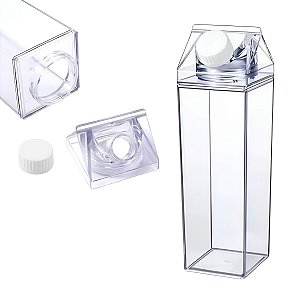 Garrafa Transparente Estilo Caixa de Leite Plástico