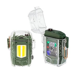 Isqueiro de Plasma Lanterna Recarregável Ignição Chama