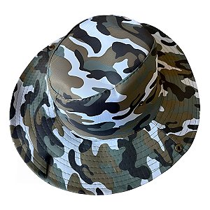 Chapéu Verde Militar Camuflado Pescador Trilha Proteção