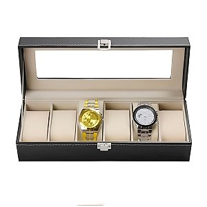 Caixa Porta Relógios Pulseiras Organização 6 Compartimentos