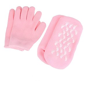 Par Luvas Meias Hidratantes Gel Silicone Tratamento Mãos Pés
