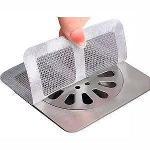 Kit com 50 Filtros Adesivos Descartável Para Ralo Banheiro
