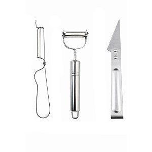 Conjunto 3 Peças Descascadores Legume Fruta Utensílios