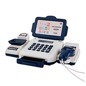 Brinquedo Caixa Registradora Azul Acessórios Calculadora