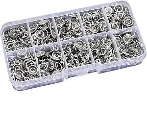 Botão de Metal Pressão 150 Peças Prateado Aço Inox