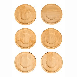 Conjunto 6 Porta Copos Descanso Redondo Bambu Utilidade