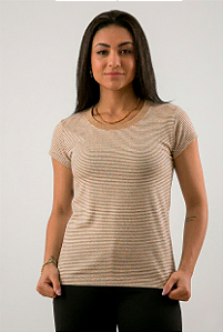 Camiseta Feminina Básica Listrada Algodão Agroecológico