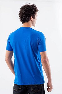 Camiseta Básica Masculina Gola Olímpica Malha Fio Algodão Orgânico Royal