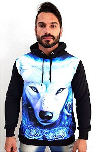 blusa de frio com estampa de lobo