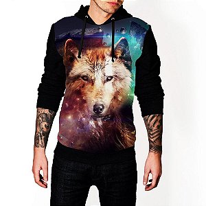 moletom lobo galaxia