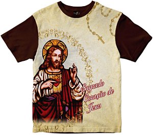 Camiseta Sagrado Coração Jesus Rainha do Brasil