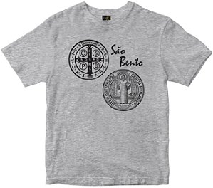 Camiseta São Bento com oração nas costas mescla Rainha do Brasil