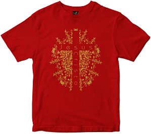 Camiseta Cruz de Jesus Cristo vermelha Rainha do Brasil