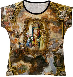 Blusa Feminina bata N. Senhora do Perpétuo Socorro Rainha do Brasil