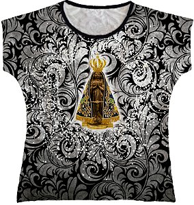 Blusa Feminina bata Nossa Senhora Aparecida Rainha do Brasil