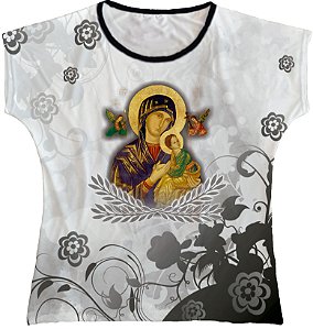 Blusa Feminina bata N. Senhora do Perpétuo Socorro Rainha do Brasil