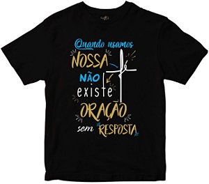 Camiseta Quando usamos Nossa Fé preta Rainha do Brasil