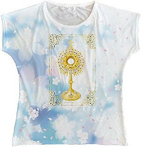 Blusa Feminina bata Santíssimo Sacramento Rainha do Brasil