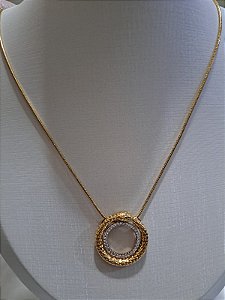 Colar Sabrina Joias Ouroboro, Folheado a Ouro com e Zircônias