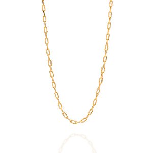 Corrente Rommanel Masculina, Folheada a Ouro, Fio Cadeado, 60 cm