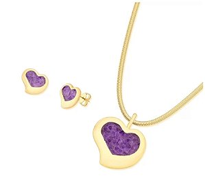 Conjunto Possebon Joias com Pedra Natural Ametista
