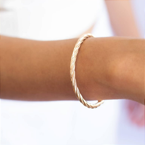 Bracelete Santa Prata Folheado a Ouro 18k Tubo Fino Italiano