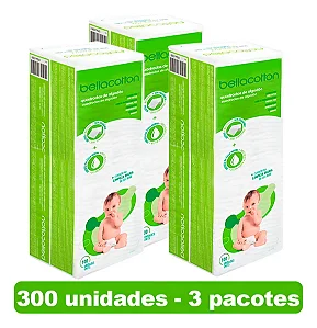 Algodão Quadrado Bellacotton 3 Pacotes com 100un Cada - Uso Higiêne Bebê, Estetica, Limpeza