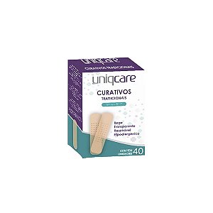 Curativos Tradicionais de 19mm x 76mm da Uniqcare - Caixa 40 Unidades