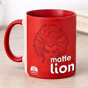 Caneca Matte Lion Retrô Geek Criativa I Disponível em Cerâmica Vermelha ou Branca 325ml