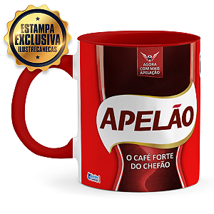 Caneca Apelão, o Café Forte do Chefão (Escolha Rugal, Bison ou Shao Kahn), Cerâmica 325ml