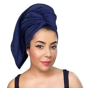 Toalha de Microfibra Anti Frizz Azul Marinho - Boutique Dos Cachos